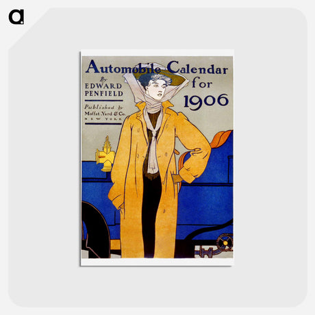 アートポストカード-Automobile calendar for 1906 print in high resolution by Edward Penfield - エドワード ペンフィールド Postcard.