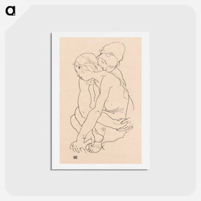 アートポストカード-Woman and Girl Embracing - エゴン シーレ Postcard.