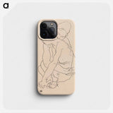 Woman and Girl Embracing - Egon Schiele Phone Case.