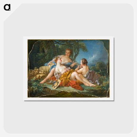 アートポストカード-Les Confidences Pastorales - フランソワ ブーシェ Postcard.