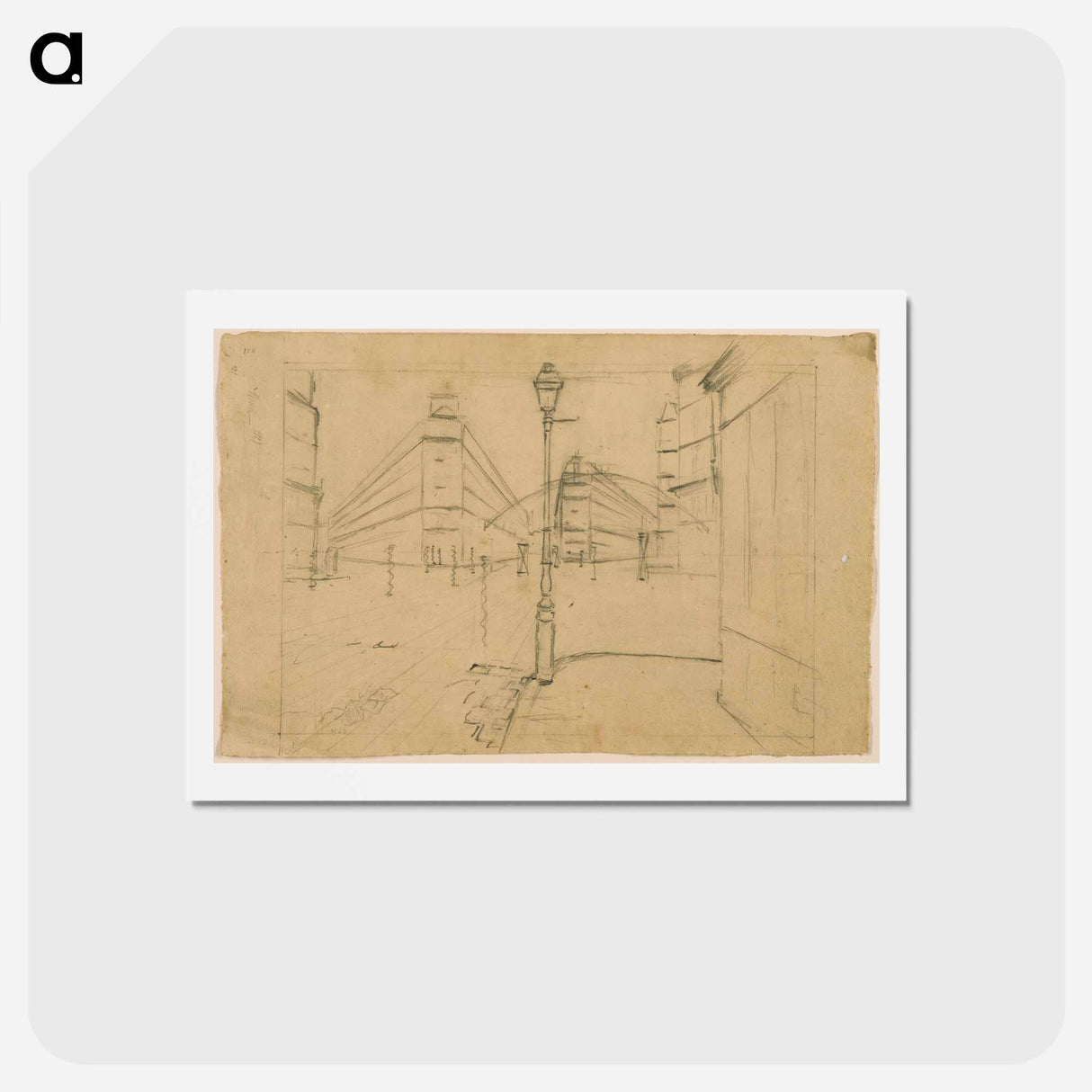 アートポストカード-Study for Paris Street; Rainy Day - ギュスターヴ カイユボット Postcard.