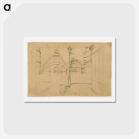 アートポストカード-Study for Paris Street; Rainy Day - ギュスターヴ カイユボット Postcard.