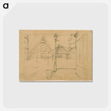 アートポストカード-Study for Paris Street; Rainy Day - ギュスターヴ カイユボット Postcard.