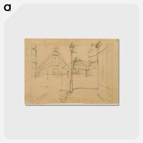 アートポストカード-Study for Paris Street; Rainy Day - ギュスターヴ カイユボット Postcard.