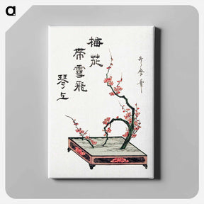 アートパネル-Japanese ikebana plum branch - 喜多川 歌麿 Canvas.
