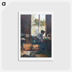 アートポストカード-Woman at writing desk - レッサー ユリィ Postcard.