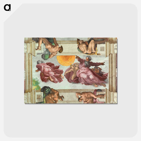 アートポストカード-The Creation of the Sun and the Moon - ミケランジェロ ブオナローティ Postcard.