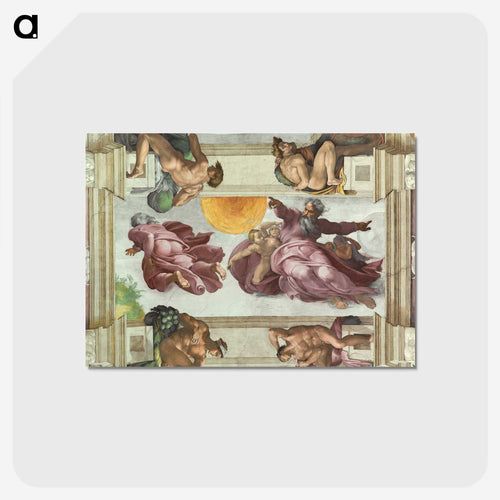 The Creation of the Sun and the Moon - ミケランジェロ ブオナローティ Postcard.