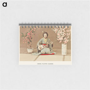 アートメモ帳-Geisha Playing Samisen - 小川 一正 Memo.