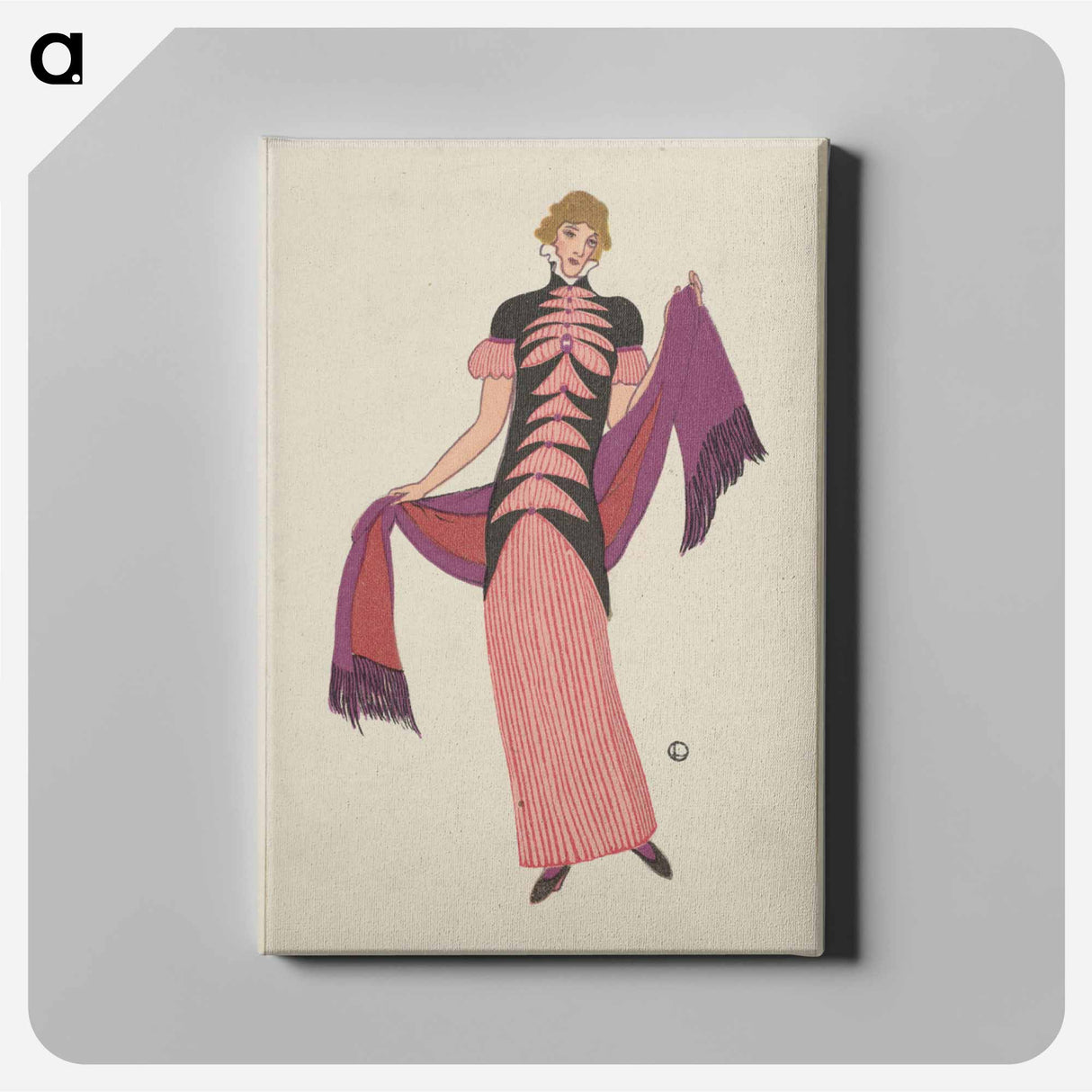 Woman in a long tubular pink dress - オットー フリードリヒ カール レンデッケ Canvas.