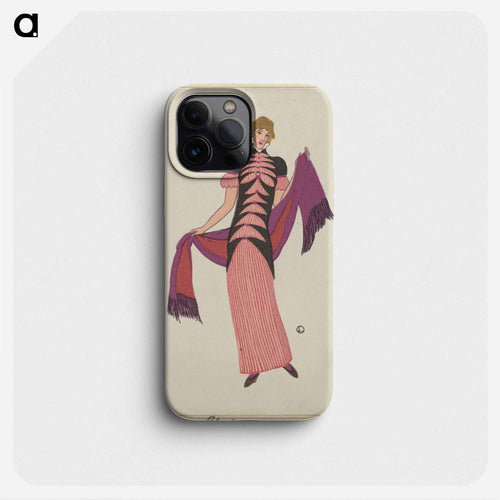 Woman in a long tubular pink dress - オットー フリードリヒ カール レンデッケ Phone Case.