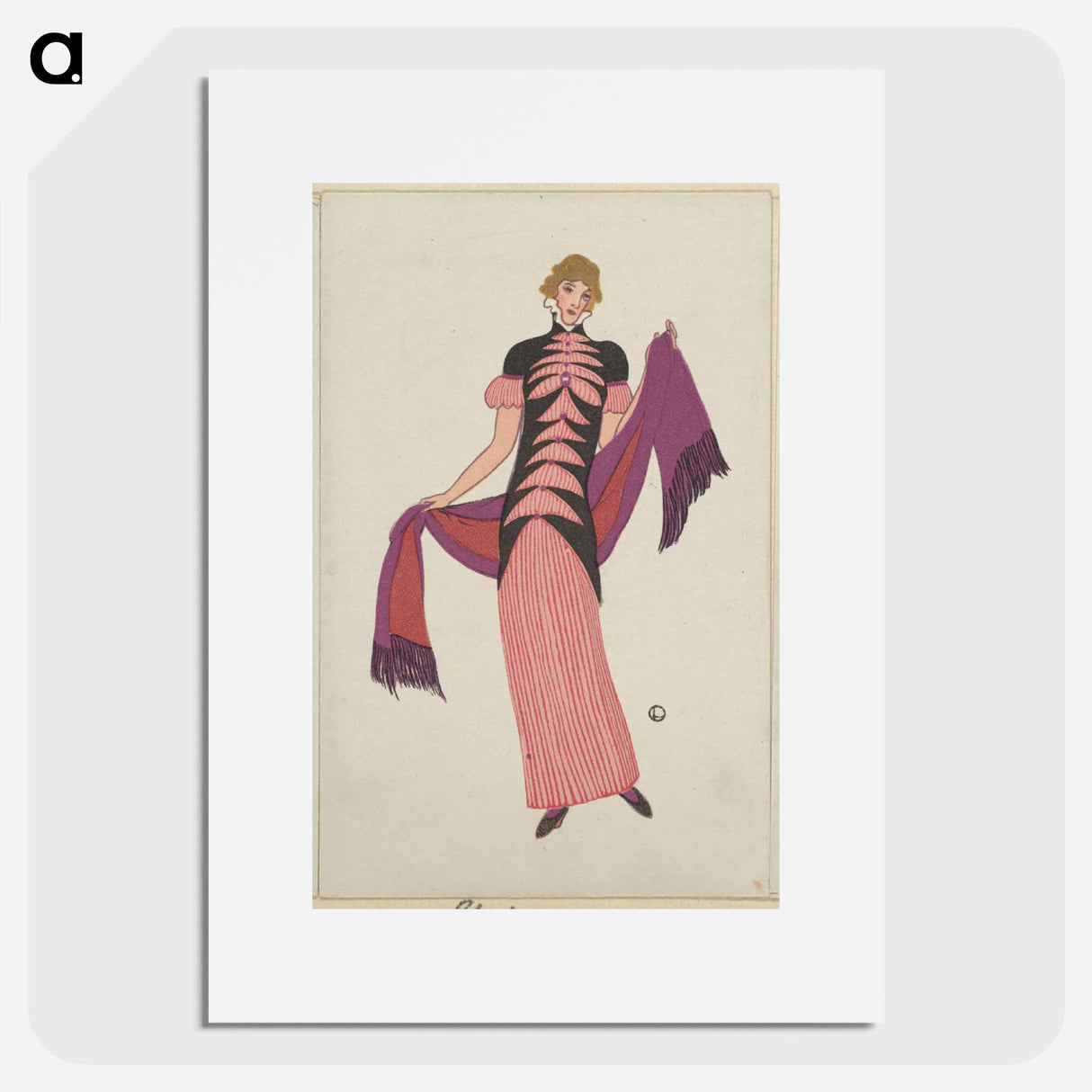 Woman in a long tubular pink dress - オットー フリードリヒ カール レンデッケ Poster.