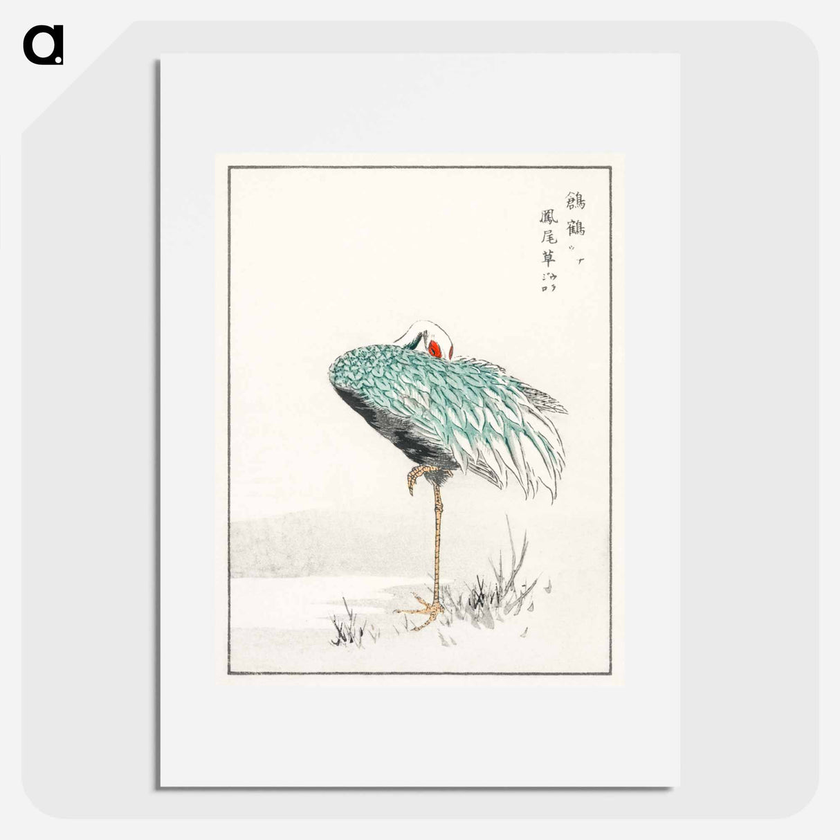 アートポスター-White-naped Crane and New Years Fern
 - 鳥類図鑑 Poster.
