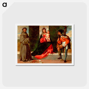 アートポストカード-Madonna and Child with Sts Anthony of Padua and Roch - ティツィアーノ ヴェチェッリオ Postcard.