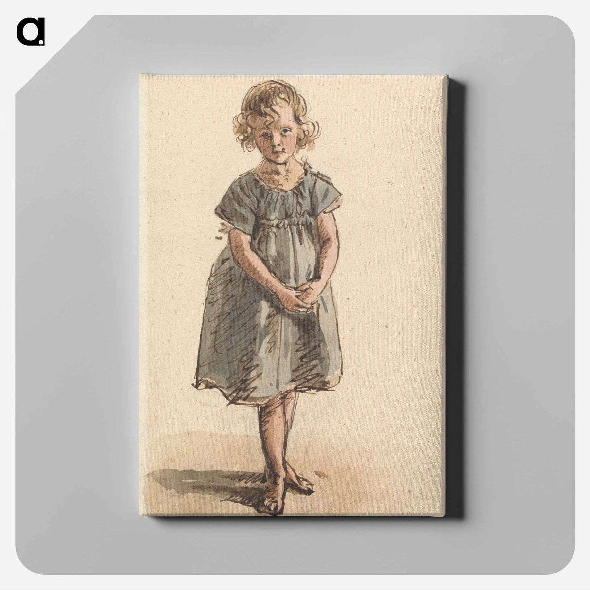 Young Girl Standing Barefoot - ウィリアム ヘンリー ハント Canvas.