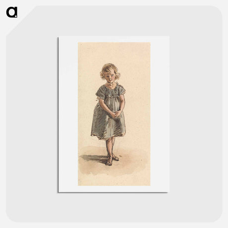 アートポストカード-Young Girl Standing Barefoot - ウィリアム ヘンリー ハント Postcard.