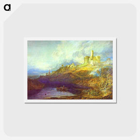 アートポストカード-Warkworth Castle, Northumberland; Thunderstorm Approaching at Sunset - ウィリアム ターナー Postcard.