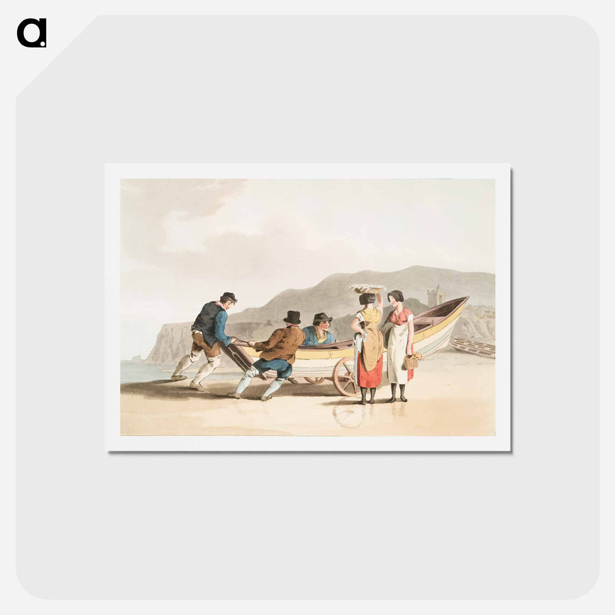 Illustration of fishermen from The Costume of Yorkshire - 19世紀のヨークシャー Postcard.