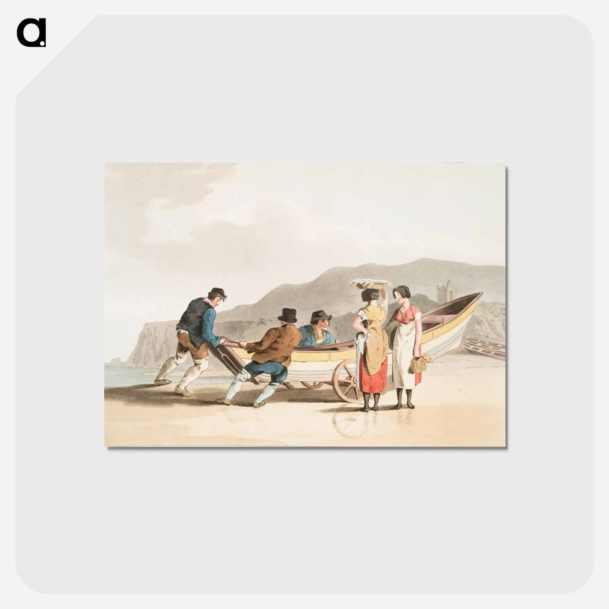 Illustration of fishermen from The Costume of Yorkshire - 19世紀のヨークシャー Postcard.