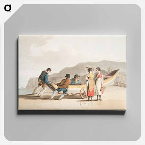 アートパネル-Illustration of fishermen from The Costume of Yorkshire - 19世紀のヨークシャー Canvas.