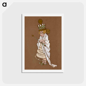 アートポストカード-White Queen Costume Design for Alice in Wonderland - 不思議の国のアリス Postcard.