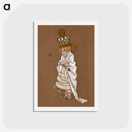 アートポストカード-White Queen Costume Design for Alice in Wonderland - 不思議の国のアリス Postcard.
