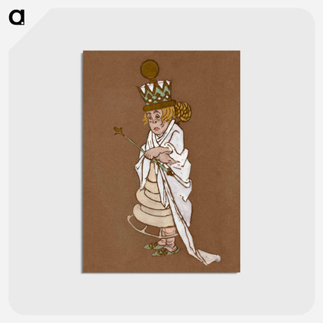 アートポストカード-White Queen Costume Design for Alice in Wonderland - 不思議の国のアリス Postcard.