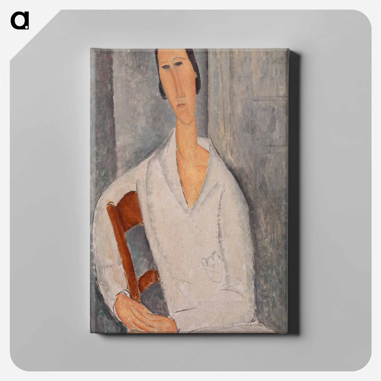 Madame Hanka Zborowska Leaning on a Chair - Amedeo Modigliani Canvas.