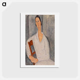アートポストカード-Madame Hanka Zborowska Leaning on a Chair - アメデオ モディリアーニ Postcard.