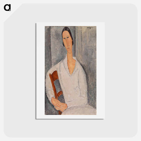 アートポストカード-Madame Hanka Zborowska Leaning on a Chair - アメデオ モディリアーニ Postcard.