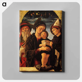 アートパネル-The Virgin and Child with Saint Jerome and Louis of Toulouse - アンドレア マンテーニャ Canvas.