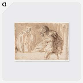 アートポストカード-The title is "A young man points upwards while supporting a dead or passed out woman". - カラヴァッジョ Postcard.