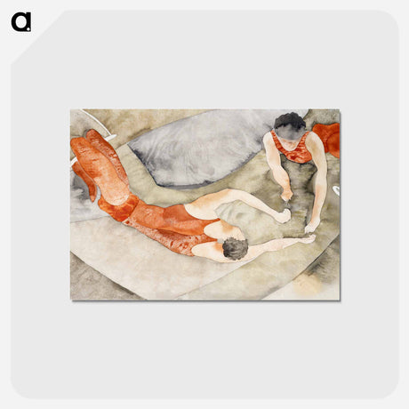 アートポストカード-Two Trapeze Performers in Red - チャールズ デムス Postcard.