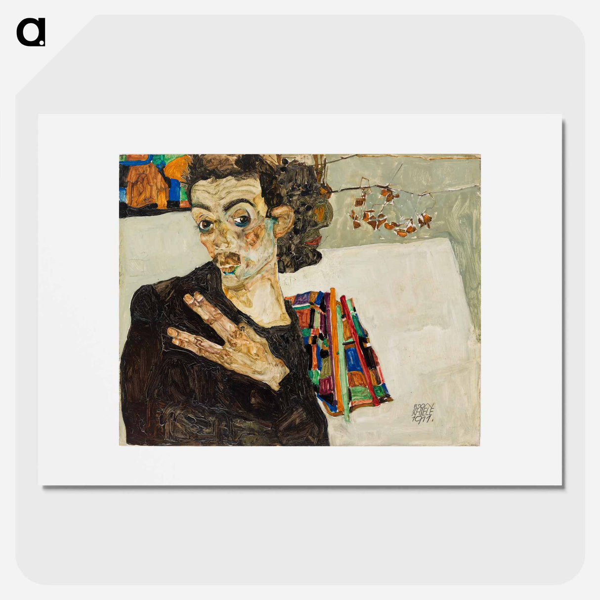 Selbstbildnis - エゴン シーレ Poster.