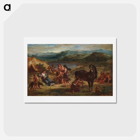 アートポストカード-ブラウン - ウジェーヌ ドラクロワ Postcard.