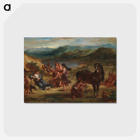 アートポストカード-ブラウン - ウジェーヌ ドラクロワ Postcard.