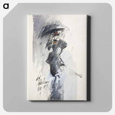 アートパネル-Woman with Umbrella - フレデリック チャイルド ハッサム Canvas.