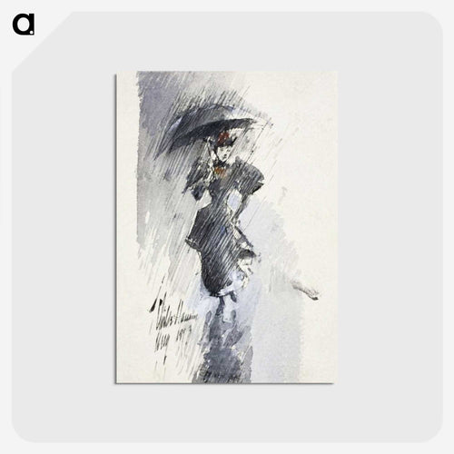 Woman with Umbrella - フレデリック チャイルド ハッサム Postcard.
