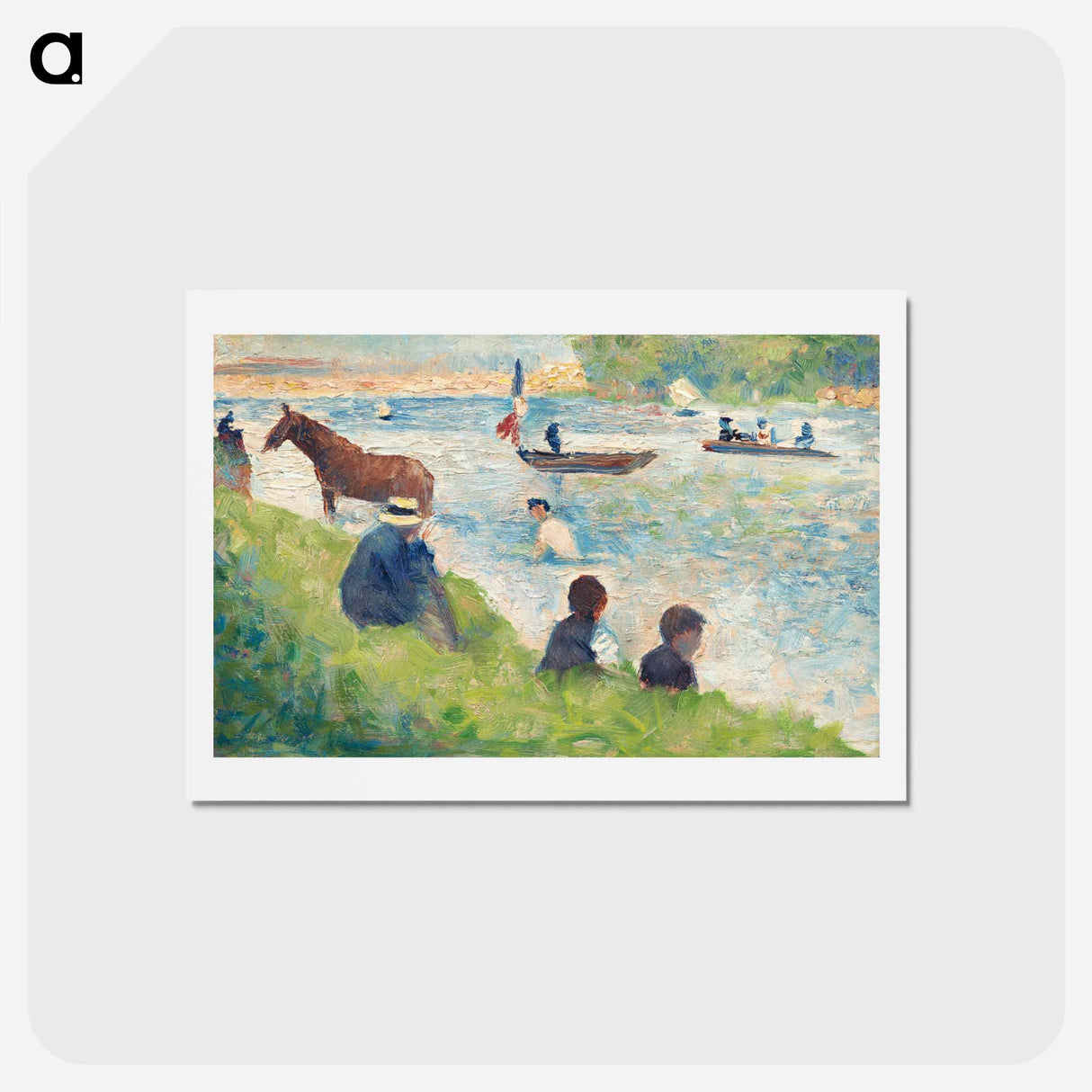 アートポストカード-Horse and Boats (Study for "Bathers at Asnières") - ジョルジュ スーラ Postcard.