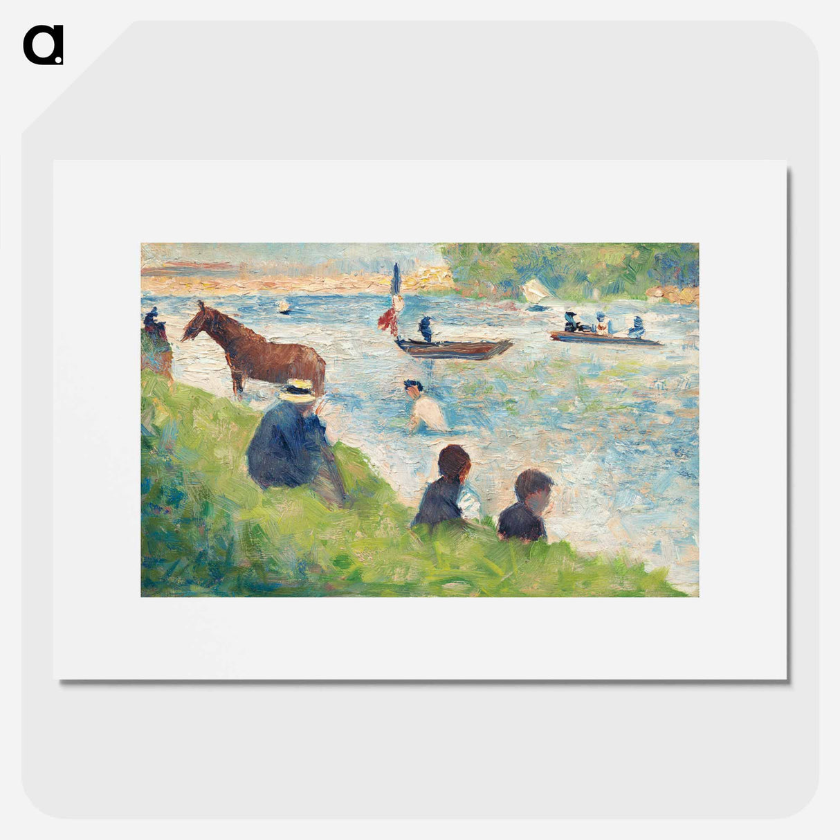 Horse and Boats (Study for "Bathers at Asnières") - Georges Seurat Poster.