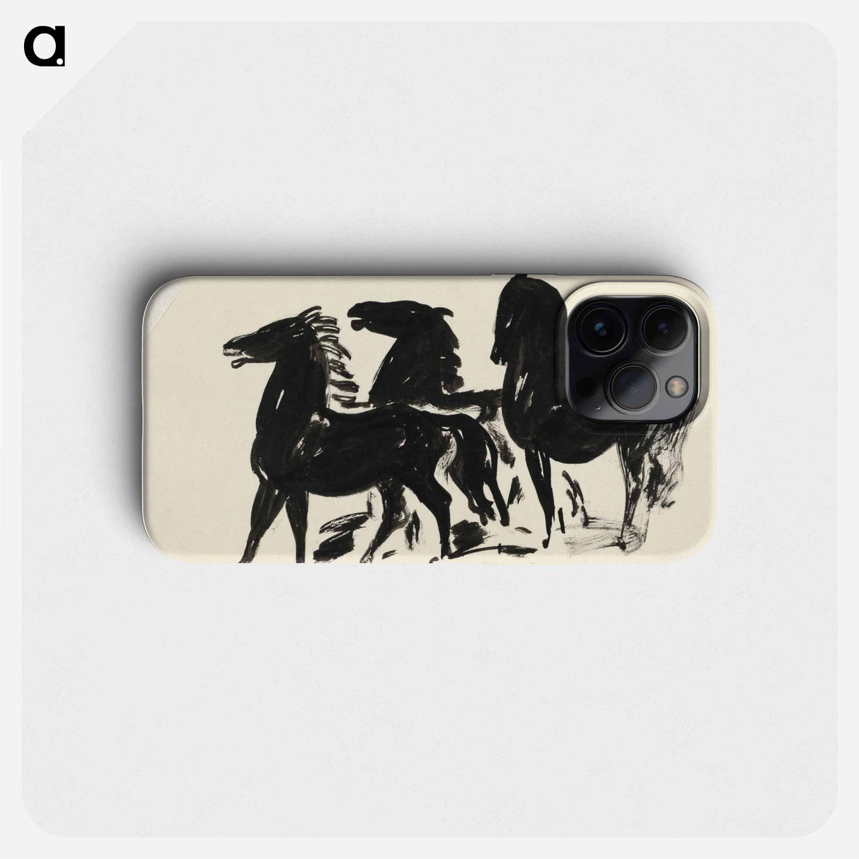 Drie zwarte paarden staand naar links kijkend - Leo Gestel Phone Case.