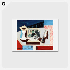 アートポストカード-Still LIfe with Pomegranates and Knife on a Pedestal - ルイ マルクーシ Postcard.