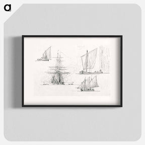 アートポスター-Sketches of Ships, Venice, Italy - サミュエル コールマン Poster.