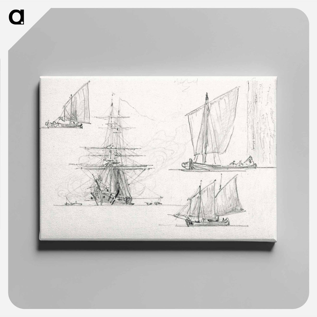 Sketches of Ships, Venice, Italy - サミュエル コールマン Canvas.