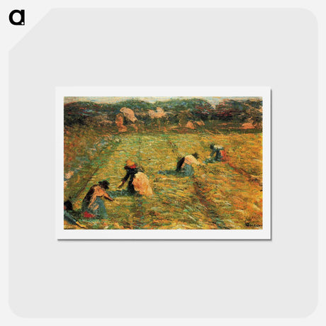 アートポストカード-Farmers at work (Risaiole) - ウンベルト ボッチョーニ  Postcard.