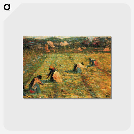 アートポストカード-Farmers at work (Risaiole) - ウンベルト ボッチョーニ  Postcard.