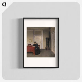 アートポスター-A Room in the Artist's Home in Strandgade, Copenhagen, with the Artist's Wife - ヴィルヘルム ハンマースホイ Poster.