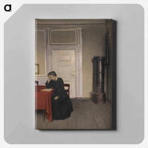 アートパネル-A Room in the Artist's Home in Strandgade, Copenhagen, with the Artist's Wife - ヴィルヘルム ハンマースホイ Canvas.