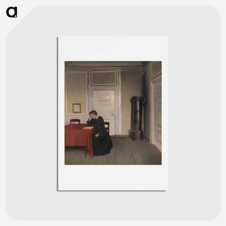 アートポストカード-A Room in the Artist's Home in Strandgade, Copenhagen, with the Artist's Wife - ヴィルヘルム ハンマースホイ Postcard.
