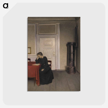 アートポストカード-A Room in the Artist's Home in Strandgade, Copenhagen, with the Artist's Wife - ヴィルヘルム ハンマースホイ Postcard.